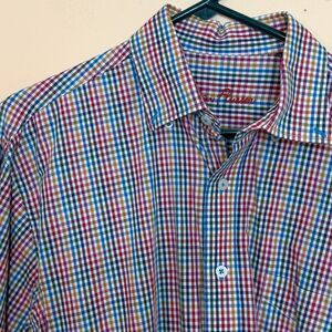 Alan Flusser Men's medium Plaid Cotton Long Sleeve Dress Shirt